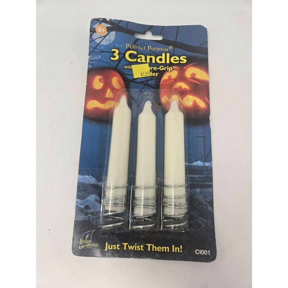 The Perfect Pumpkin 3 Candles Sure-Grip Holders Jack-O-Lantern Halloween Spooky